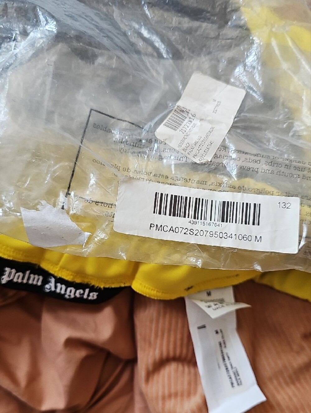 🔥 New Palm Angels Men's Classic Track Shorts Black Yellow - Size Medium Authent - Picture 2 of 11